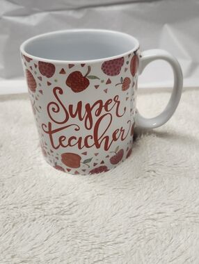 Love Your Mug “Super Teacher” Apples Red White Coffee Mug 18 FL Oz